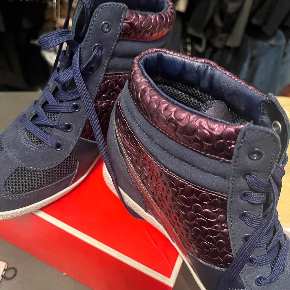Coach Navy and Purple Women's Sneakers - Picture 3 of 4